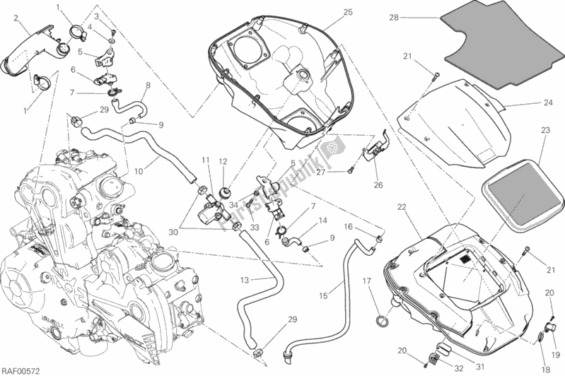 All parts for the Intake of the Ducati Diavel Xdiavel S Thailand 1260 2016